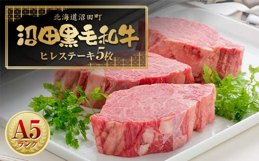 
            幻の沼田黒毛和牛 A5ランク ヒレステーキ 5枚入り 合計1,014g以上 牛肉 国産 北海道 冷凍 n-0100
          