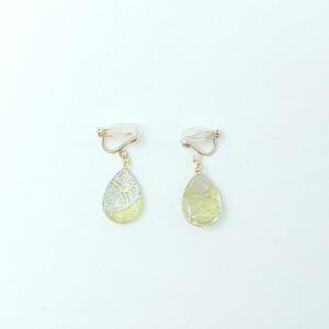 IKAZAKI WASHI JEWERLY しずくイヤリング「グリーン」鞠柄／アクセサリー イヤリング ジュエリー 和紙 伝統工芸 内子町【株式会社五十崎社中】 [BKCN003]