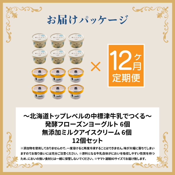 北海道 プレミアムミルクアイスクリーム×6個とフローズンヨーグルト×6個セット計12個　１２ｶ月定期便【1115401】