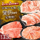 【ふるさと納税】定期便 ＼1か月に2回お届け！！／ 宮崎牛 豚 贅沢 セット 総重量3.5kg 肉 牛肉 豚肉 豚バラ 国産 食品 黒毛和牛 ブランド牛 おかず お弁当 ステーキ スライス しゃぶしゃぶ お祝い 記念日 ご褒美 おすすめ グルメ ミヤチク 宮崎県 都農町 送料無料