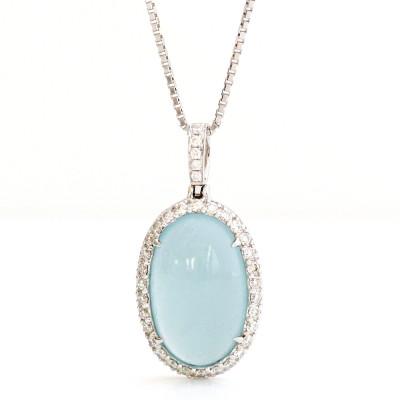 ふるさと納税 山梨市 K18WGミルキーアクアマリンペンダントトップ【A7.65ct ・D0.53ct】G4302 |  | 01