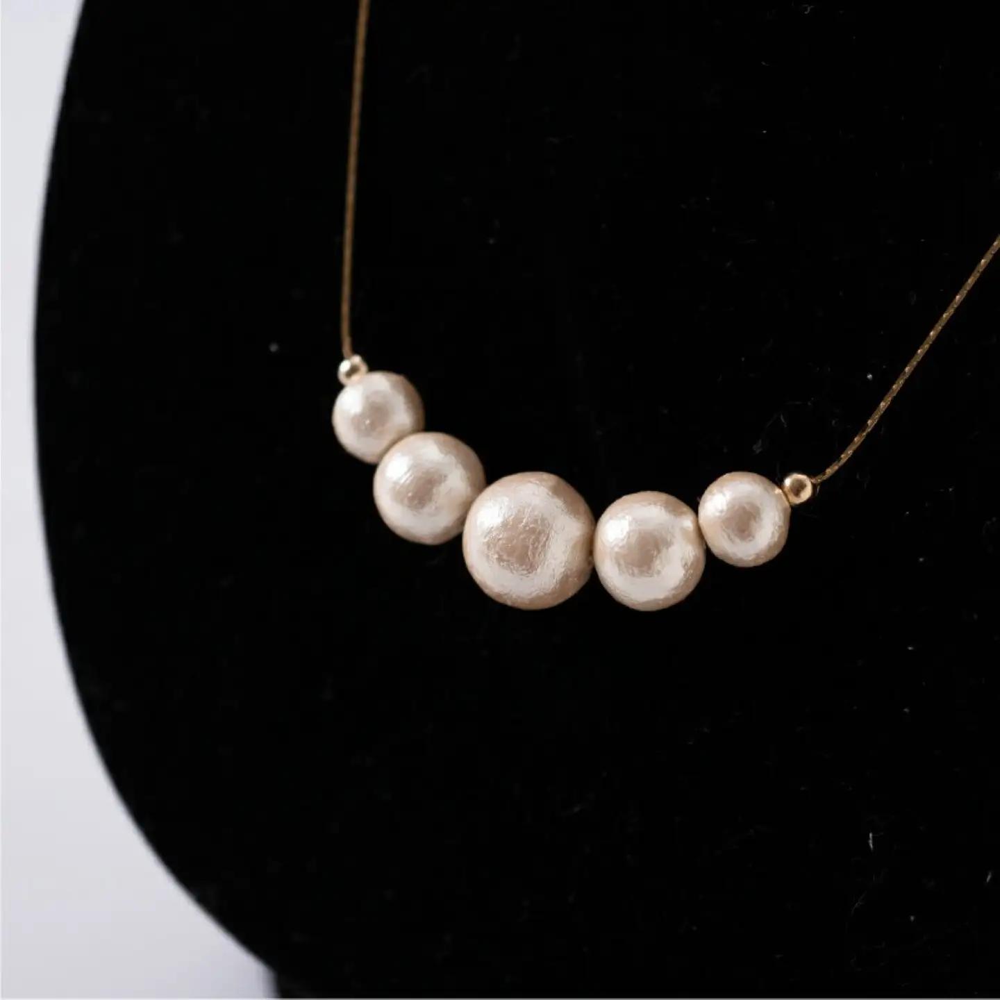 コットンパール「キスカ」ゴールドチェーンネックレス｜　パール アクセサリー 結婚式 ネックレス パーティー プレゼント 入学式 卒業式 コットンパール 