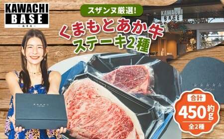 スザンヌ厳選！ 「くまもとあか牛」 サーロインステーキ 250g 特選ヒレステーキ 200g （計450g） ／ あか牛 褐毛和種 和牛 牛肉 お肉 肉 サーロイン ヒレ ステーキ スザンヌ 九州 熊本県 冷凍