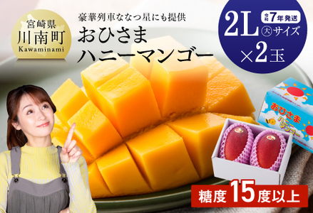 【令和7年発送】宮崎県産完熟マンゴー「おひさまハニーマンゴー」2L（大）×2玉 【 果物 フルーツ マンゴー 宮崎県産 完熟マンゴー みやざきマンゴー 先行予約 数量限定 期間限定 】