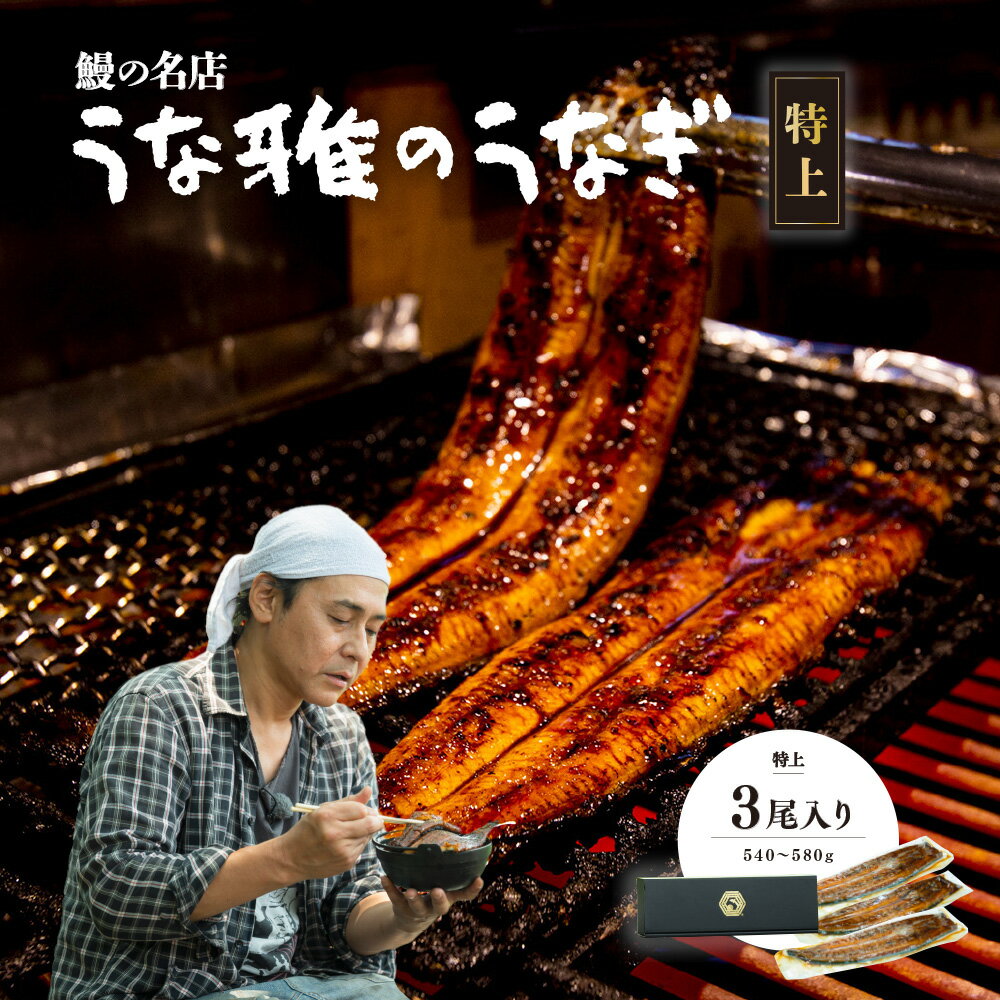 【ふるさと納税】【楽天限定】 鰻の名店 『うな雅』 国産手焼き鰻 【特上】 かば焼き 3尾 540g～580g【配送不可地域：離島】【1607760】