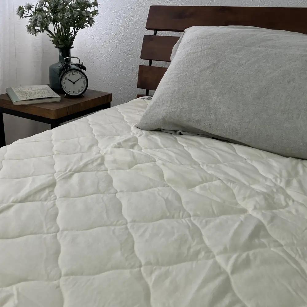 【訳あり 数量限定】消臭わた入り ガーゼプリント 敷パッド 1枚 【クイーン】160×205cm ベージュ SH-3008PQ