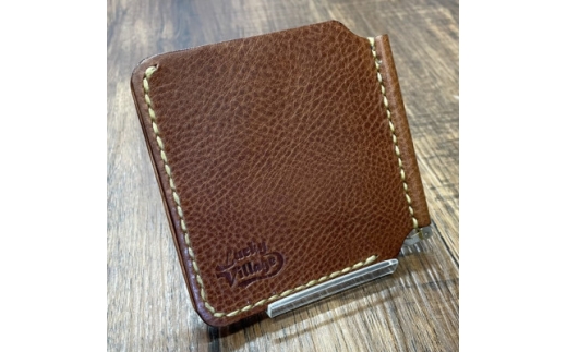 イタリアンレザー製マネークリップ 職人手作りの本革財布・プレゼントにも最適 ブラウン 茶色【1680644】