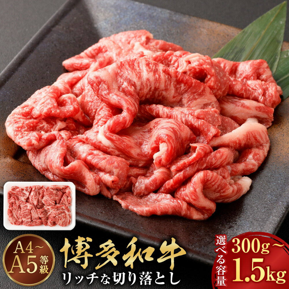 【ふるさと納税】＜選べる内容量＞【A4・A5】博多和牛 リッチな切り落とし 1パック300g 1/2/3/4/5パック 300g / 計600g / 計900g / 計1.2kg / 計1.5kg 和牛 牛肉 お肉 冷凍 福岡県産 国産 九州 福岡県 岡垣町 送料無料