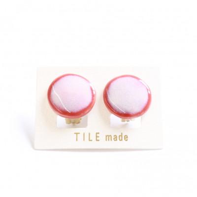 ふるさと納税 瑞浪市 【美濃焼】ピンクむらタイルイヤリング(直径20mm)