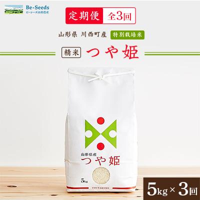 ふるさと納税 川西町 【毎月定期便】山形県産特別栽培米「つや姫」5kg(5kg×1袋)全3回