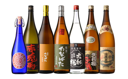 芋焼酎 「赤兎馬」 「たなばた無濾過」 「天狗櫻」 「古酒たなばた」 「薩摩富士復刻」 「ヤマトザクラヒカリ」 1800ml 各1本 「紅椿」720ml 1本 計7本 25度 鹿児島 本格芋焼酎 特約