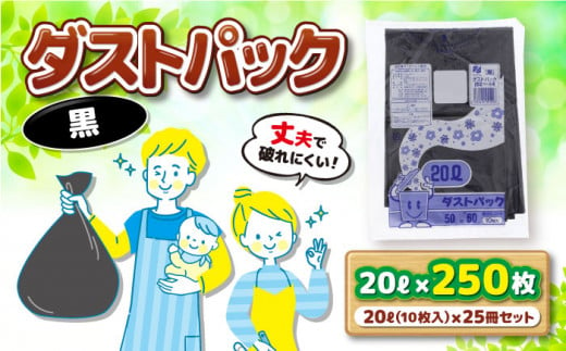 袋で始めるエコな日常！地球にやさしい！ダストパック　20L　黒（10枚入）✕25冊セット　＼レビューキャンペーン中／愛媛県大洲市/日泉ポリテック株式会社 [AGBR035]ポリゴミ袋 ポリごみ袋 エコゴミ袋 エコごみ袋