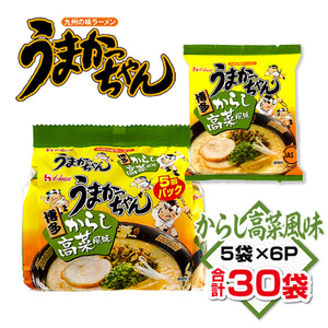 うまかっちゃん からし高菜風味　合計30袋（5袋×6P）ラーメン とんこつ 袋ラーメン  BA011