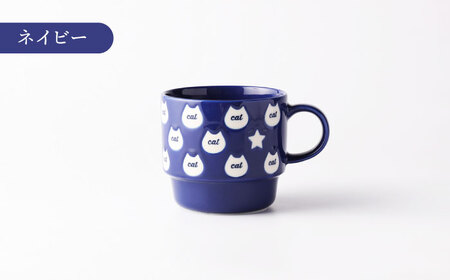 【美濃焼】ビビット猫マグ レッド＆ネイビー 【TOKI MINOYAKI／カクニ】食器 マグ[MEE137]