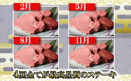 【定期便 4回発送】黒毛和牛ヒレステーキ定期便 合計2.6kg 