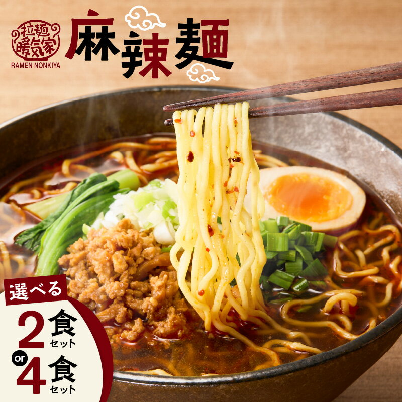 【ふるさと納税】＜選べる容量＞ 暖気家 麻辣麺 2食 or 4食 セット ラーメン マーラーメン 拉麺 麺 麺類 保存料不使用 ちぢれ麺 生麺 中華麺 鶏ガラ スープ もちもち おいしい 夕食 昼食 朝食 早ゆで 快笑 鹿児島 おすすめ ランキング プレゼント ギフト