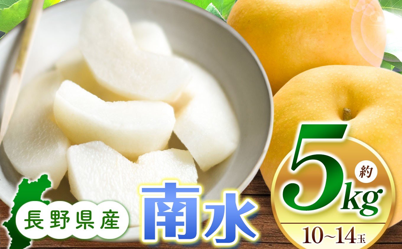 
            【先行受付：2026年発送】南水5kg（10～14玉）｜ふるさと納税 松本市 なし 梨 南水 果物 果汁 農家 甘い シャリ感 自然 ビタミン 地元 新鮮 ジューシー
          