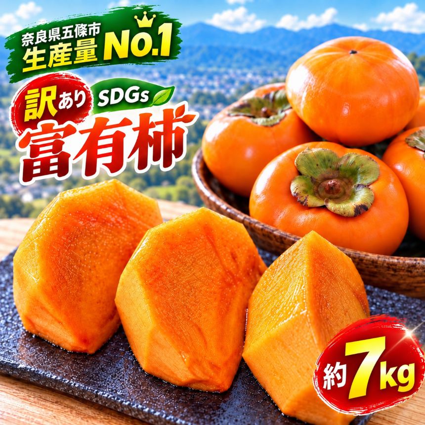 【ふるさと納税】 訳あり SDGs 富有柿 約 7kg | フルーツ くだもの 果物 SDGs 柿 かき カキ 訳あり 富有柿 奈良県 五條市