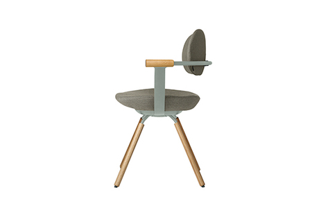 イトーキ『バーテブラ03』4本脚 回転座面 木製脚 CD張地：ダークオリーブ（KG-877CD-L4L2CF）【EI097T】