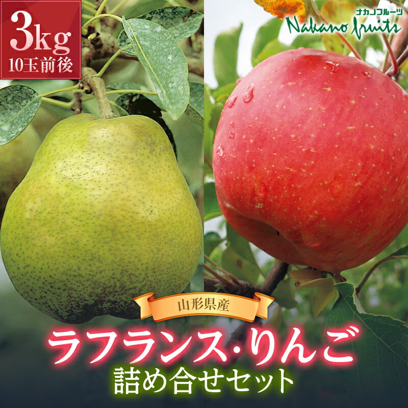 【ふるさと納税】【仲野観光果樹園】《2025年先行予約》山形県産 ラ・フランスとりんごの詰め合わせセット3kg（10玉前後） 2025年11月上旬から順次発送 りんご リンゴ 林檎 デザート フルーツ 果物 くだもの 果実 食品 山形県 F2Y-3238