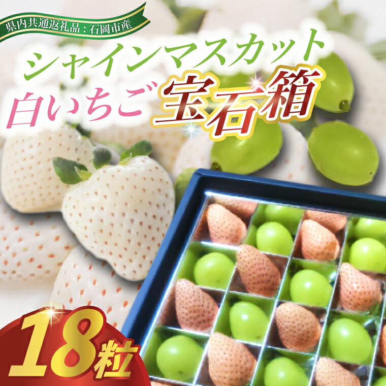 【ふるさと納税】シャインマスカットと白いちごの　宝石箱　18粒(県内共通返礼品:石岡市産)【配送不可地域：離島・沖縄県】 (BR121)