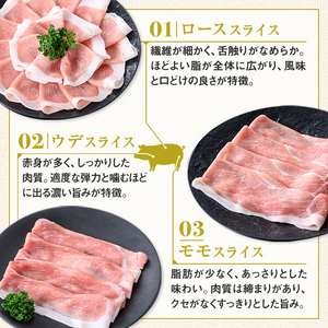 【W05006】鹿児島県産豚ロース モモ ウデ しゃぶしゃぶセット(合計約1.2kg) ぽん酢付き 鹿児島  豚肉 ポーク ロース ウデ モモ しゃぶしゃぶ 生姜焼き 焼肉 バラエティ セット ゆずポ