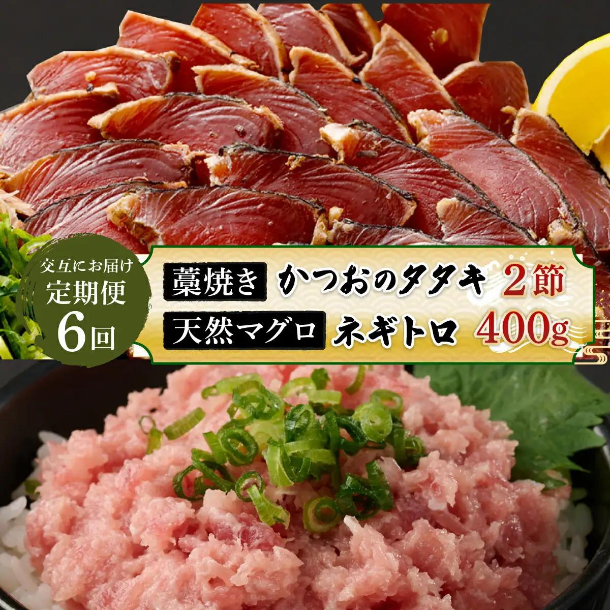 【交互定期便 / ６ヶ月連続】 土佐流藁焼きかつおのたたき2節と高豊丸ネギトロ400ｇ 魚介類 海産物 カツオ 鰹 わら焼き 高知 海鮮 冷凍 家庭用 訳あり 不揃い 規格外 連続 ６回 小分け 個包装 まぐろ マグロ 鮪 交互 頒布会