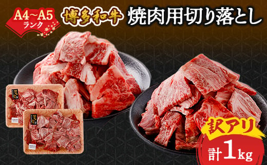 
訳あり!＜A4～A5＞博多和牛焼肉切り落とし(肩ロース・バラ)　1kg(500g×2p)【1417837】
