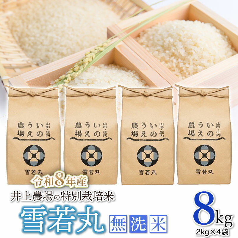【ふるさと納税】令和8年産 新米 井上農場の特別栽培米 雪若丸 無洗米 8kg（2kg×4袋） K-856