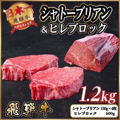 飛騨牛 シャトーブリアン&ヒレブロック 計約1.2kg【冷蔵便】A4〜A5黒毛和牛 希少部位 小分け【配送不可地域：離島】【1770473】