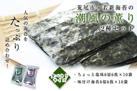 荒尾市 有明海産 海苔 の 若新 潮風の薫り 2種セット(ちょっと塩味・味付け海苔) 《30日以内に出荷予定(土日祝除く)》 美味しい海苔 有明海産海苔 有明海苔 熊本の海苔