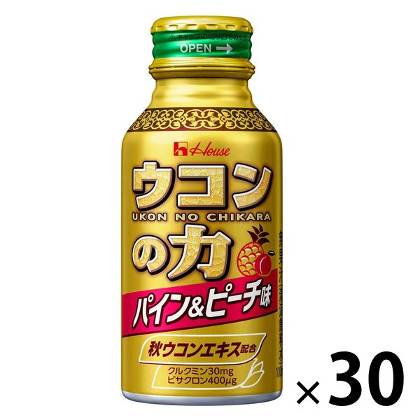 【ふるさと納税】ハウスウェルネスフーズ ウコンの力 パイン＆ピーチ味 A 100ml ボトル缶 1セット（ 30本 ）　飲料 ドリンク ウコンの力 ウコン ウコンエキスドリンク 飲み会 お酒 二日酔い 兵庫県 伊丹市 果汁飲料 ジュース 飲料類 セット