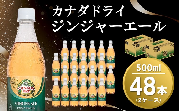 カナダドライ ジンジャーエール 500mlPET(2ケース)計48本【コカコーラ ジンジャエール カナダドライ 炭酸 飲料 ペットボトル 水分補給 500ml 24本 1ケース 常備 保存 買い置き】