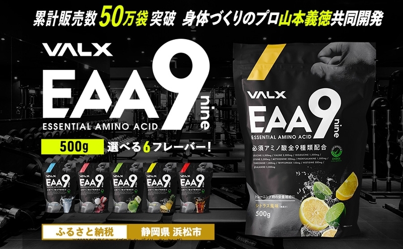 VALX EAA9 500g 【山本義徳 アンチドーピング 国産 サプリメント シトラス風味 男性 女性 ダイエット 筋トレ BCAA オススメ バルクス 浜松市 静岡県】