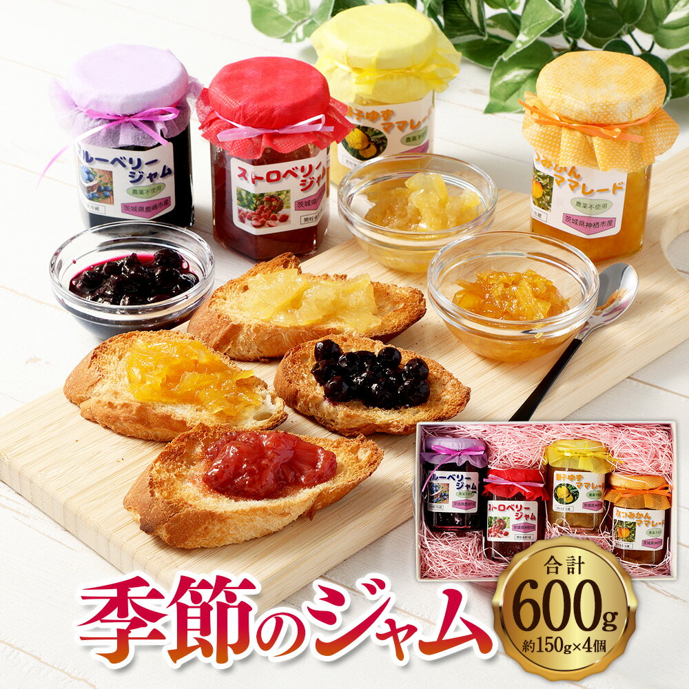 【ふるさと納税】季節のジャム 4個セット（約600g）1個あたり約150g ジャム ブルーベリー 果実ジャム 果肉入り 果物 フルーツ 国産 茨城県 神栖市 送料無料