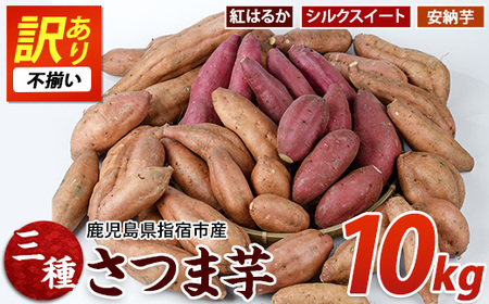 【2025年11月上旬頃～順次発送】＜訳あり・不揃い＞さつまいも3種(紅はるか・シルクスイート・安納芋)詰合せ10kg(らくと農園/013-1132) さつまいも おやつ さつま芋 焼芋 やきいも 焼きいも スイーツ