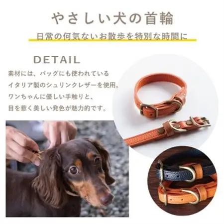 首輪 本革 イタリアンレザー グリーン 中型犬用 (27-35センチ)ペット用品【dc-01ss】【1663189】