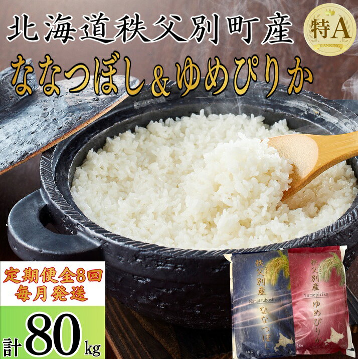 【ふるさと納税】 先行 受付 開始 新米 ふるさと納税 ななつぼし ゆめぴりか セット 定期便 米 5kgずつ 毎月 届く 令和8年産 80kg 北海道 秩父別町 米どころ 先行 受付 8ヶ月