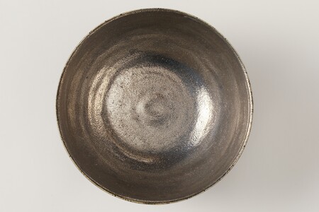 プラチナ彩露幾何文茶碗　作者：山下　幾太郎 【0032-100】陶芸 工芸品 CAD 美濃桃山陶 焼き物