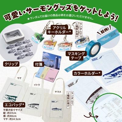 ふるさと納税 標津町 標津サーモン科学館グッズセットB　エコバッグ クリップ テープ 付箋 ファイル キーホルダー |  | 01