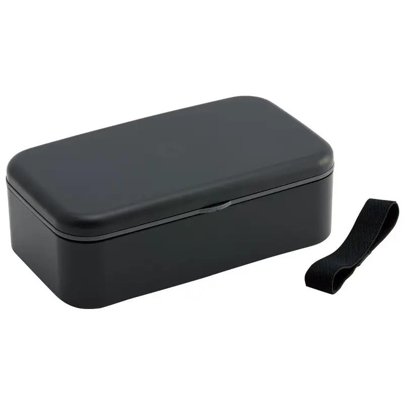 箸付き 弁当箱 1000ml 1段 ランチボックス お弁当 18cm 大人 メンズ バイオマス スケーター skater PLB10HB アッシュブラック 子供 食洗機可 電子レンジ可 仕切付 ランチベルト 〈スケーター株式会社〉   6-307