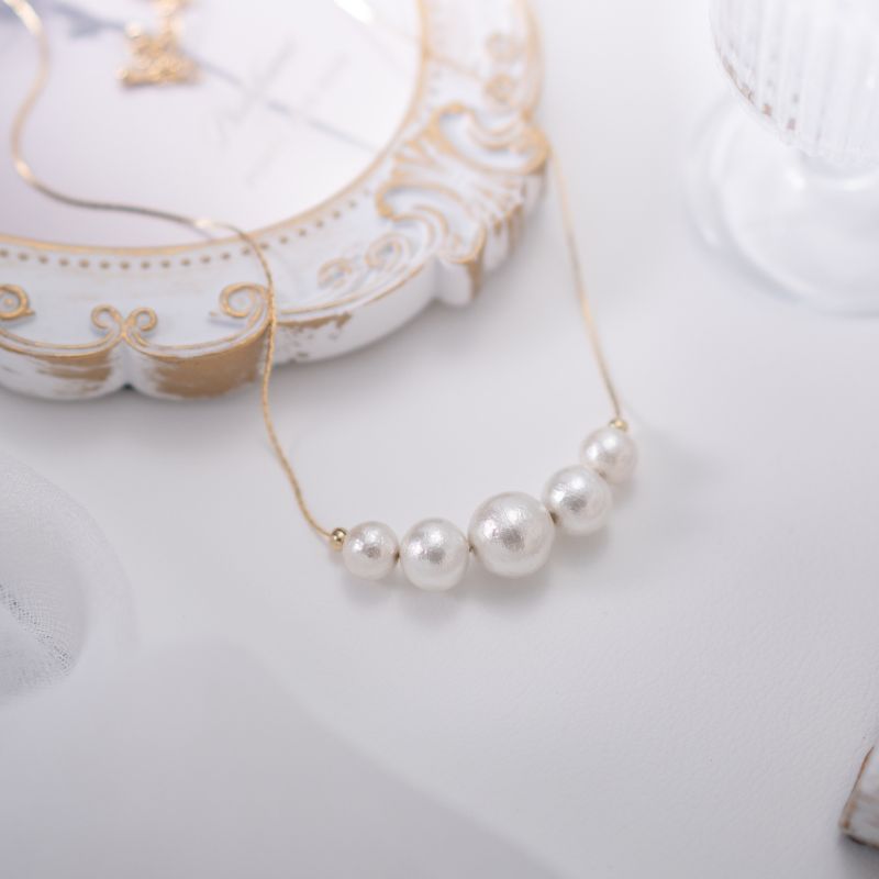 コットンパール「ホワイト」ゴールドチェーンネックレス【～en～】｜コットンパール ネックレス アクセサリー 入学式 卒業式 結婚式 ゴールド
