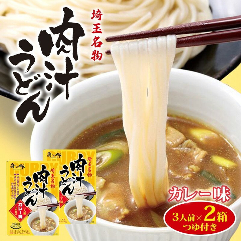 【ふるさと納税】埼玉名物 肉汁うどん カレー味 3人前 2箱 常温 つゆ付き うどん カレー スパイス コシ 麺類 乾麺 郷土料理 埼玉県産小麦使用 家庭用 ギフト お取り寄せ 翁の郷 埼玉県 蓮田市