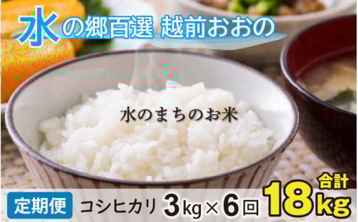 【令和7年産 新米】【6ヶ月定期便】こしひかり 3kg×6回 計18kg【白米】「エコファーマー米」水のまちのお米