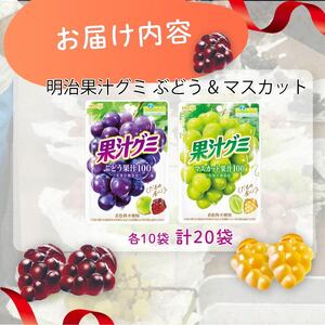 明治 果汁グミ ぶどう ＆ マスカット 計 20袋 グミ