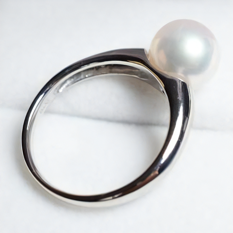 S101-311-12size_天草産 9-9.5mm プラチナ パール リング ピンク あこや真珠【リング：12号】 12号