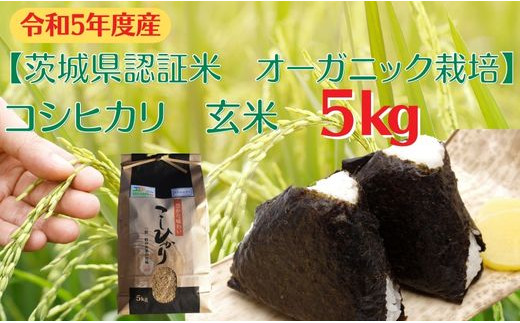 
コシヒカリ　玄米5kg【茨城県認証米／オーガニック栽培】
