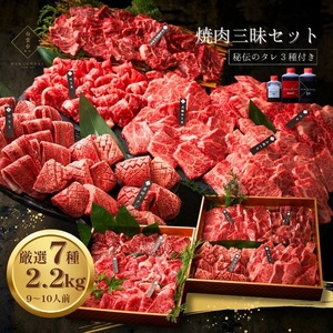 大阪 鶴橋 焼肉三昧セット 2.2kg 【3種類のタレ付き】_OS192-0014