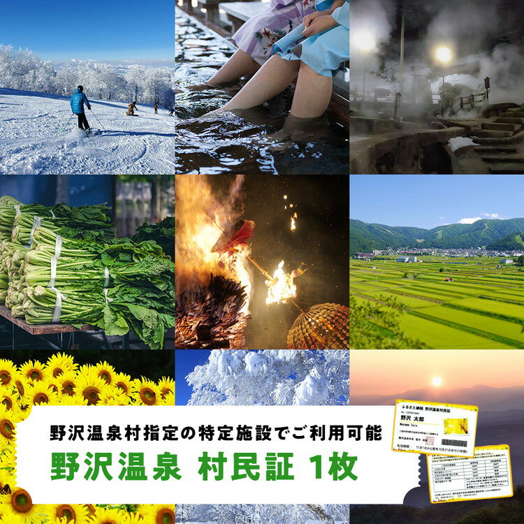 【ふるさと納税】野沢温泉村民証 | M-1｜利用券 割引券 チケット パス 旅行 日帰り 観光 旅行 レジャー スキー スノーボード ゴンドラ リフト 温泉 露天風呂 大浴場 温水プール サウナ 博物館 長野県 信州 野沢温泉村 ※2026年10月下旬頃より順次発送予定