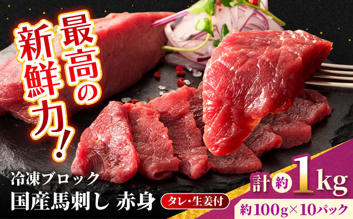 
            【フジチク】 国産 馬刺し 赤身 約100g×10個（計約1kg）タレ付き 馬 馬肉 肉 熊本県 【亀井通産 株式会社】 [AYBQ049]
          